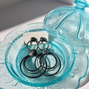 Gorgeous collectible large earrings by Lia Sophia, round, with rhinestone,